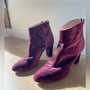 SJP by Sarah Jessica Parker - Minnie Boot - Red “Bordeaux” Velvet
